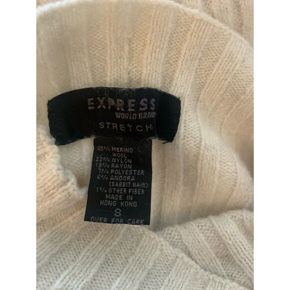 Vintage Express World Brand Merino Wool & Angora Rabbit Sweater Cream White SZ S - Picture 4 of 6